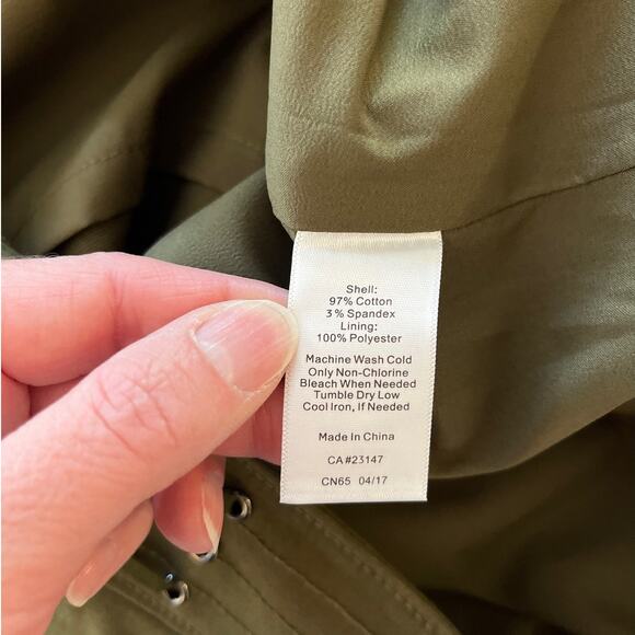 Talbots A-Line Mini Skirt Size 10 Army Green Side Zip Pockets Military Fall - Picture 5 of 7